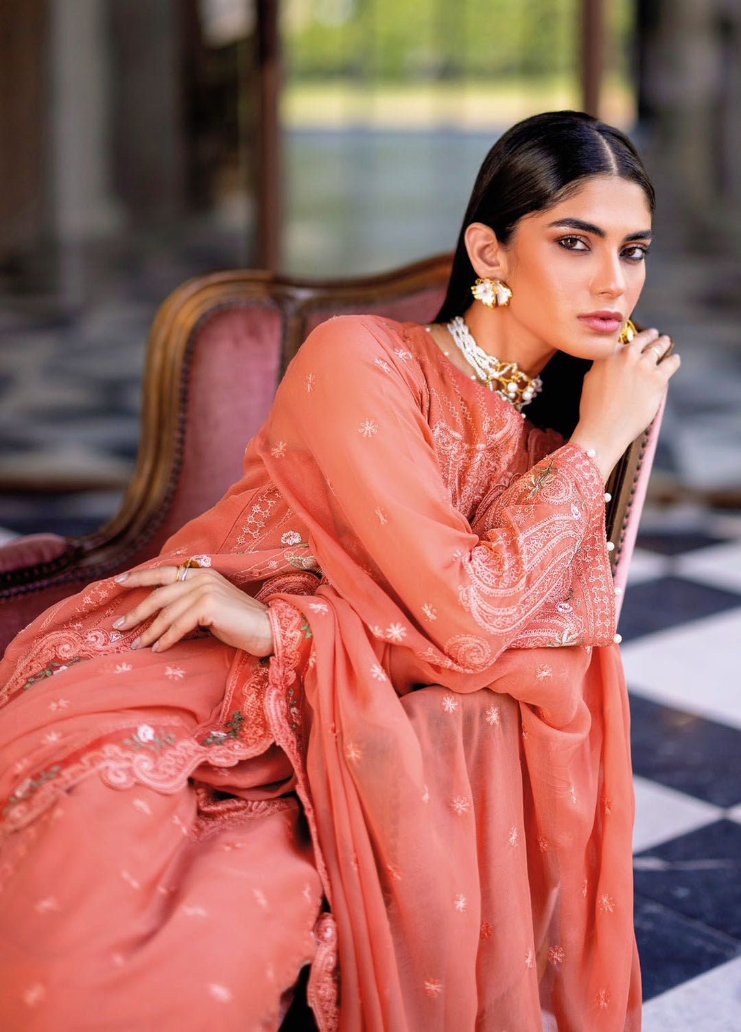 Gul Ahmed Embroidered Chiffon Suits Unstitched 3 Piece GA24LF FE-42016 - Festive Collection
