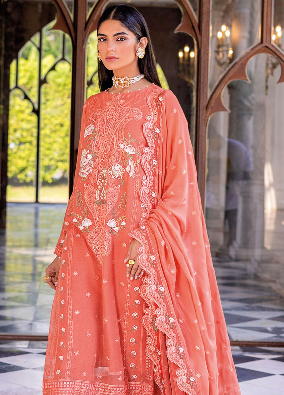 Gul Ahmed Embroidered Chiffon Suits Unstitched 3 Piece GA24LF FE-42016 - Festive Collection