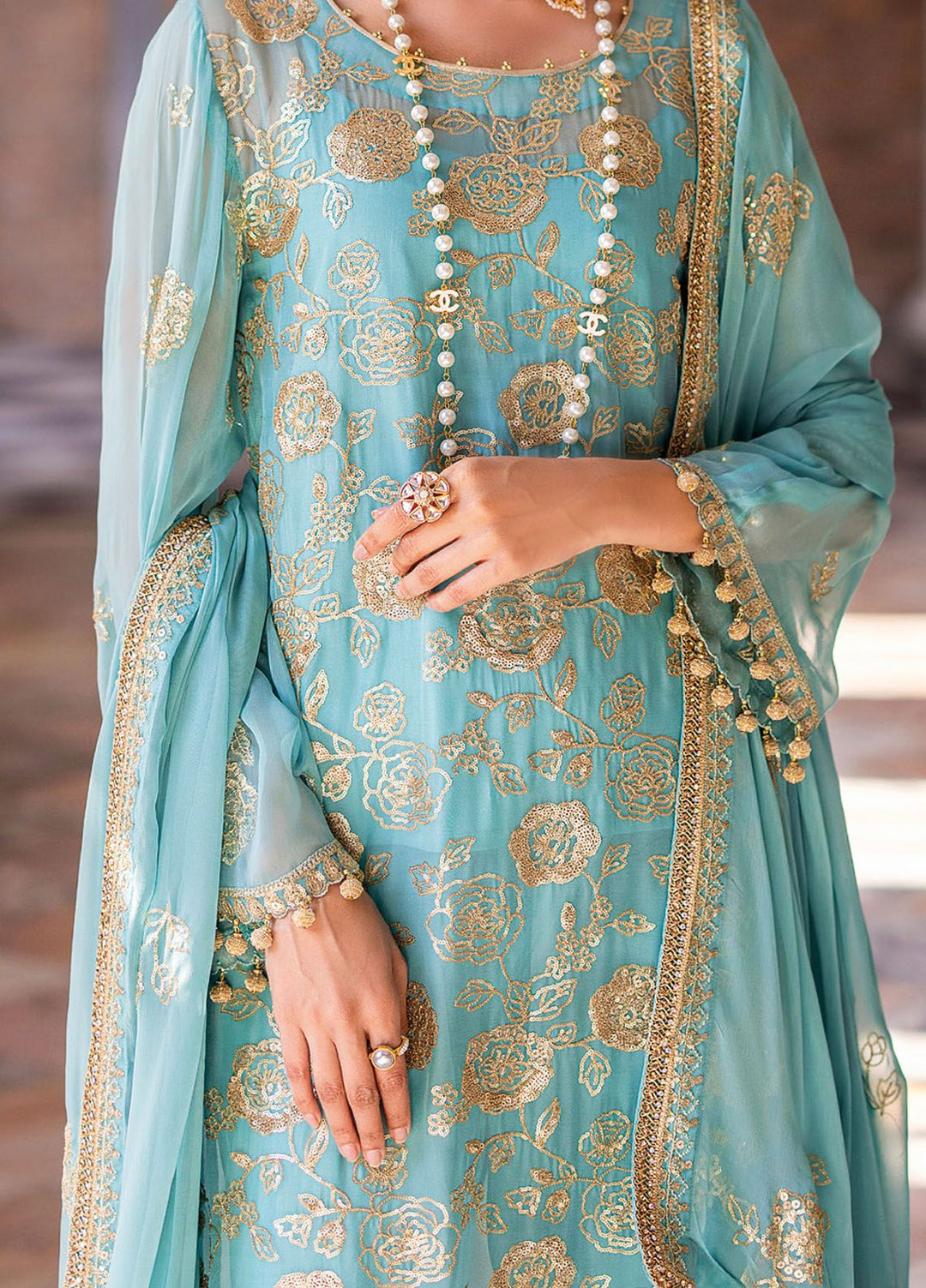 Gul Ahmed Embroidered Chiffon Suits Unstitched 3 Piece GA24LF FE-42026 - Festive Collection