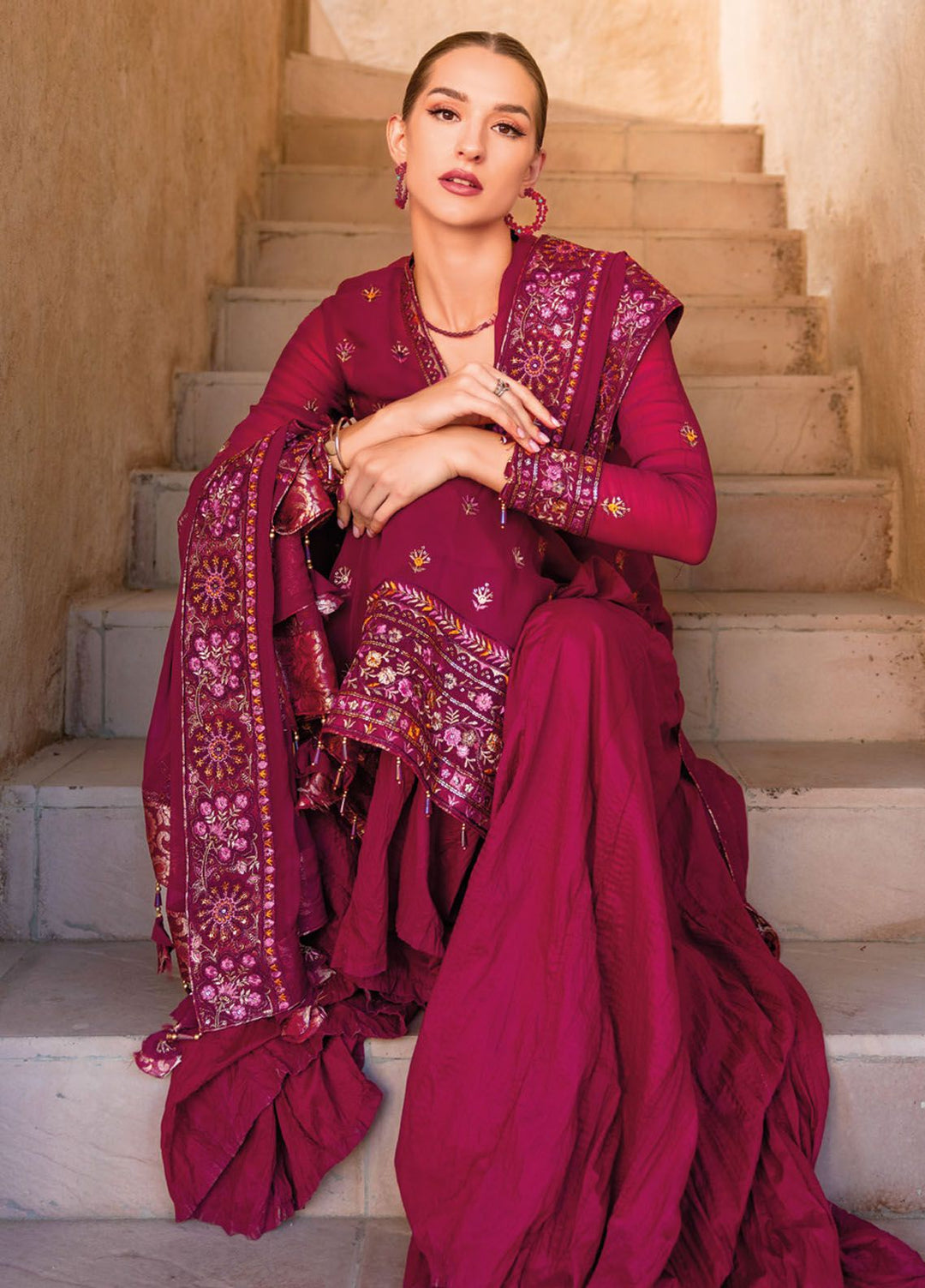 Gul Ahmed Embroidered Chiffon Suits Unstitched 3 Piece GA24LF FE-42034 - Festive Collection