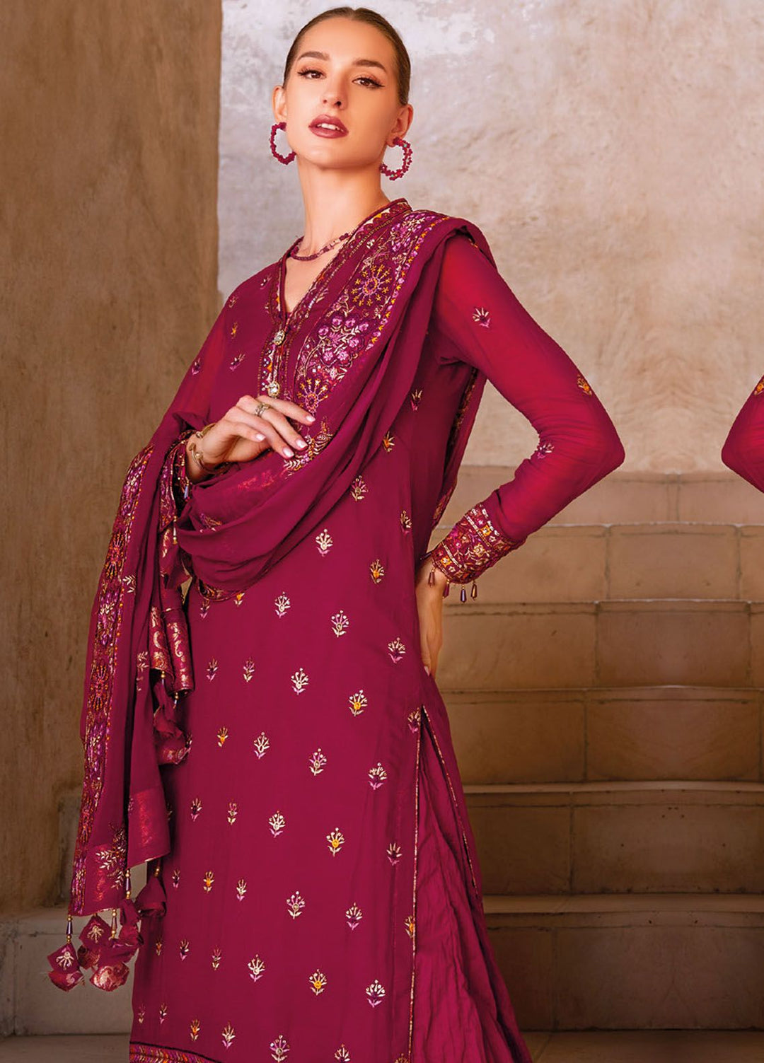 Gul Ahmed Embroidered Chiffon Suits Unstitched 3 Piece GA24LF FE-42034 - Festive Collection