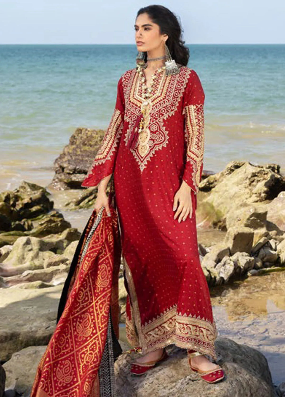 Gul Ahmed Embroidered Cotton Silk Suits Unstitched 3 Piece GA25CH PRW-42003 - Summer Collection