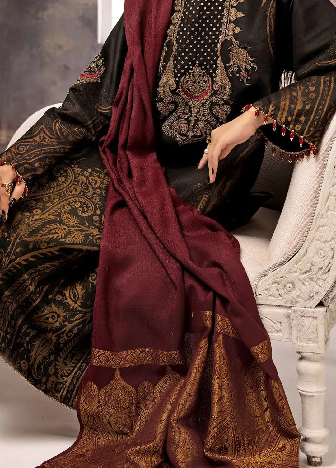 Gul Ahmed Embroidered Jacquard Suits Unstitched 3 Piece GA24WU AP-42027 - Winter Collection