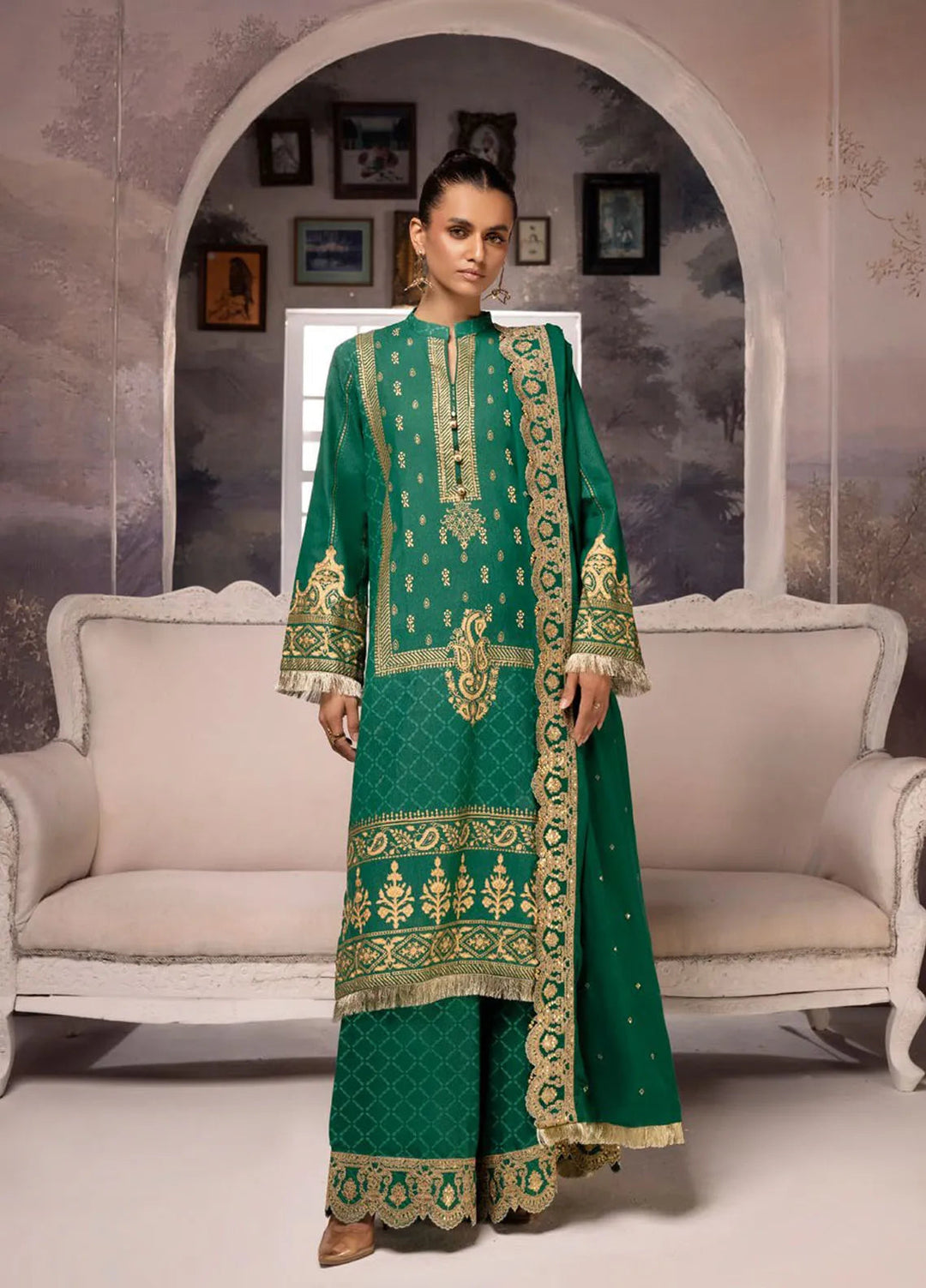 Gul Ahmed Embroidered Karandi Suits Unstitched 3 Piece GA24WU AP-42046 - Winter Collection