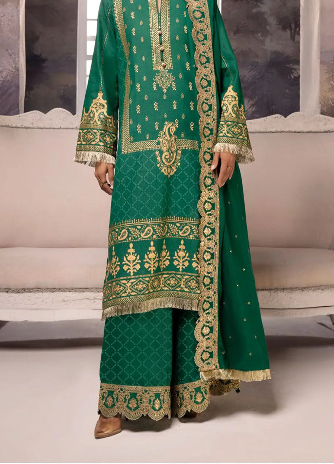 Gul Ahmed Embroidered Karandi Suits Unstitched 3 Piece GA24WU AP-42046 - Winter Collection