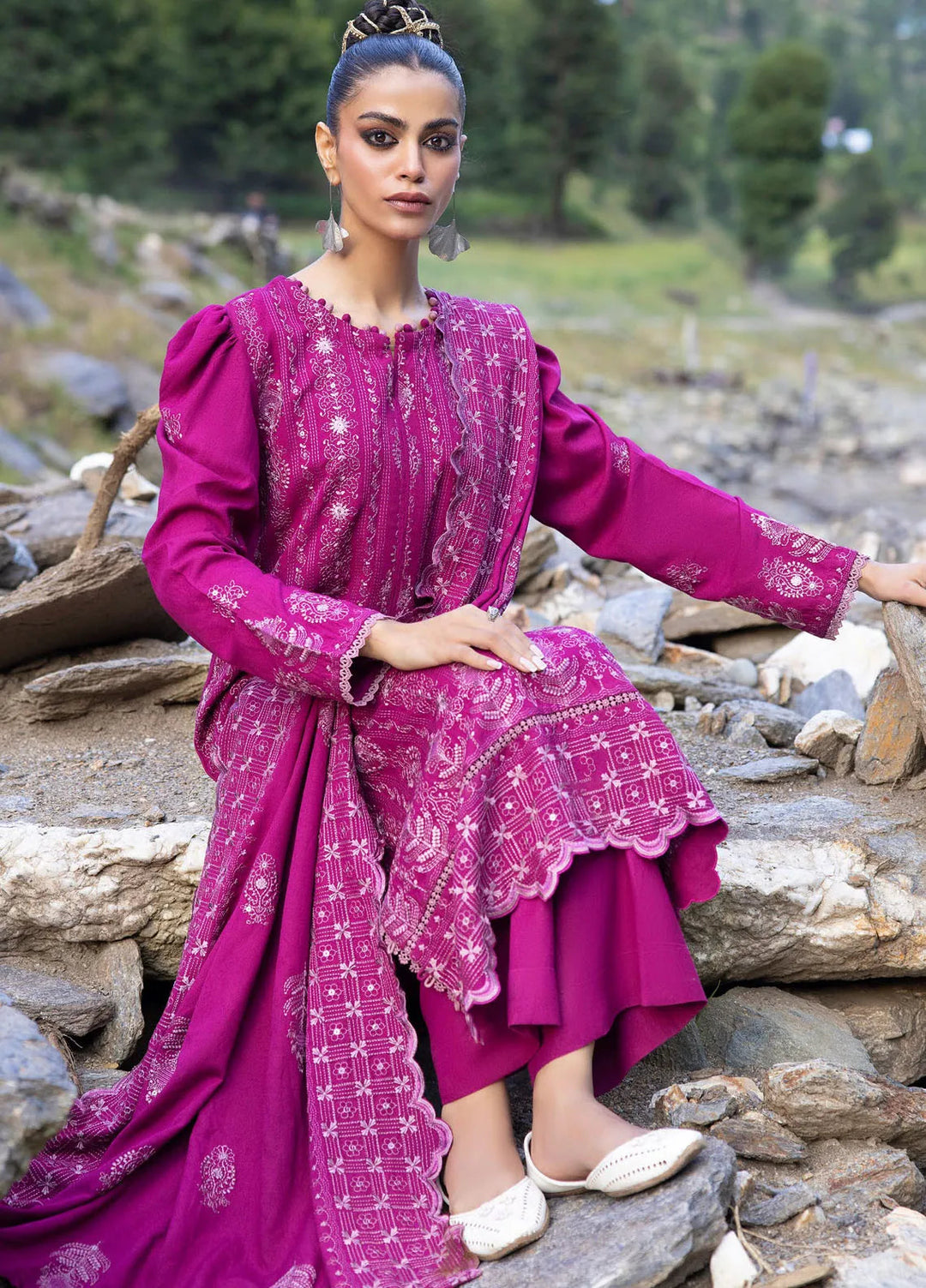 Gul Ahmed Embroidered Karandi Suits Unstitched 3 Piece GA24WU AY-42009 - Winter Collection