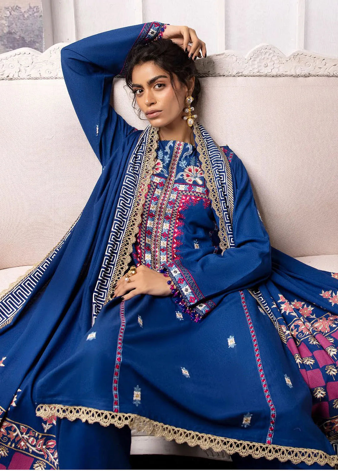 Gul Ahmed Embroidered Karandi Suits Unstitched 3 Piece GA24WU AY-42010 - Winter Collection