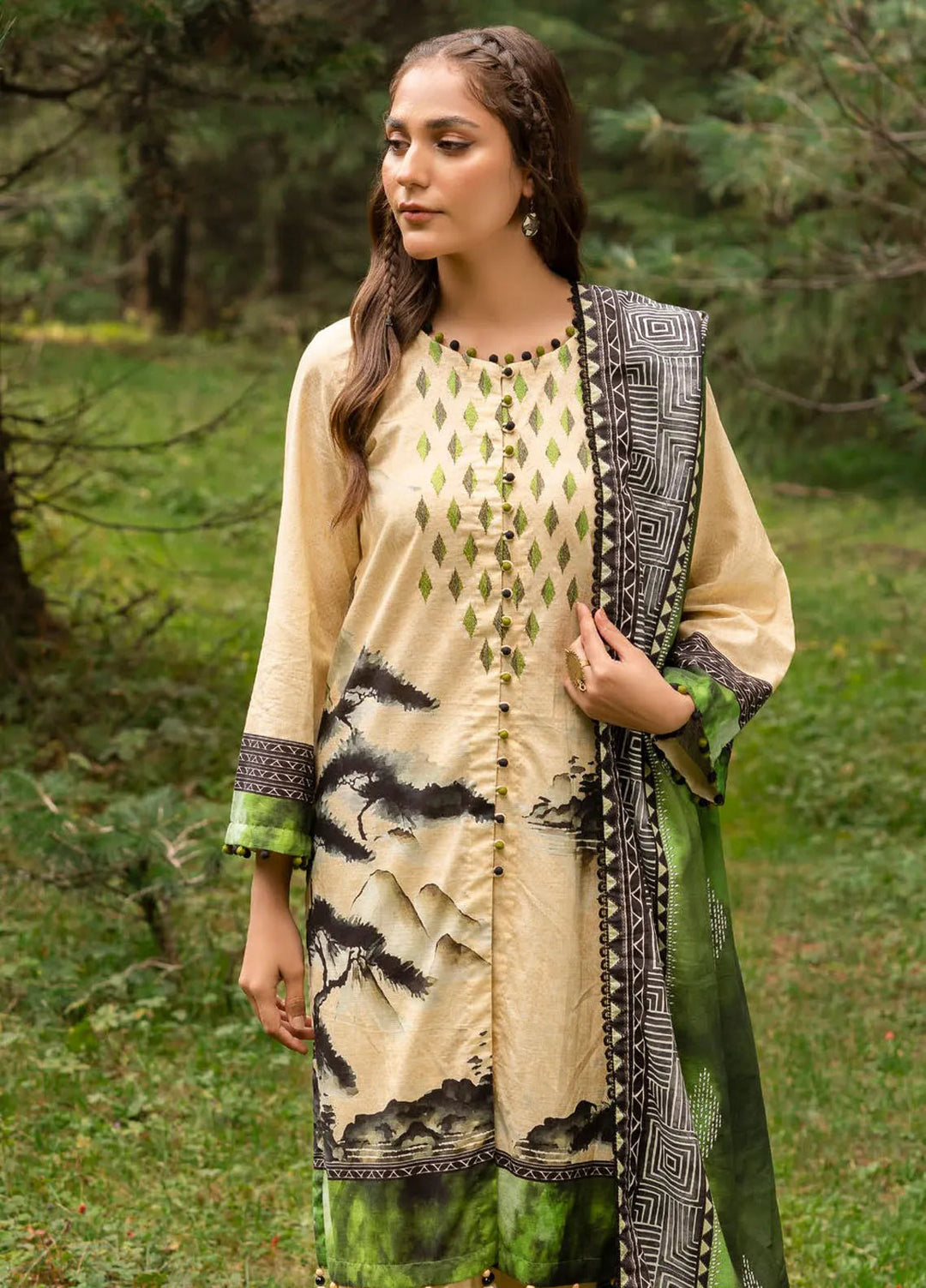 Gul Ahmed Embroidered Khaddar Suits Unstitched 3 Piece GA24UW K-42013 T - Winter Collection