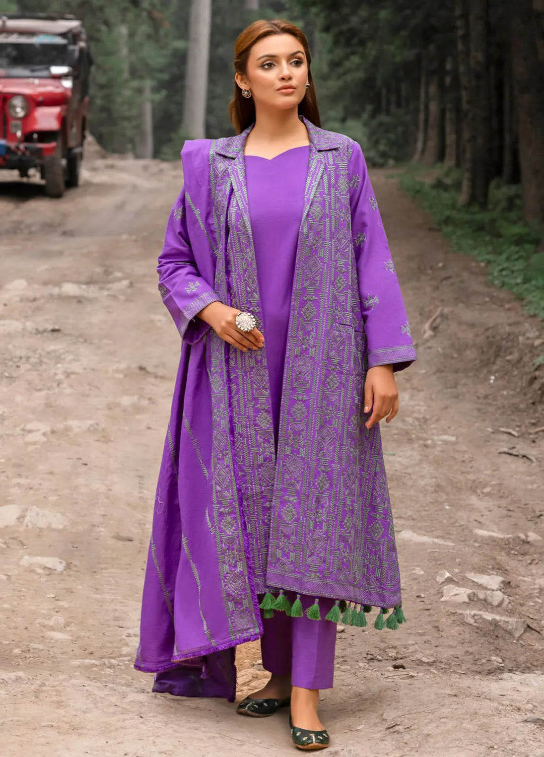 Gul Ahmed Embroidered Khaddar Suits Unstitched 3 Piece GA24UW K-42017 T - Winter Collection