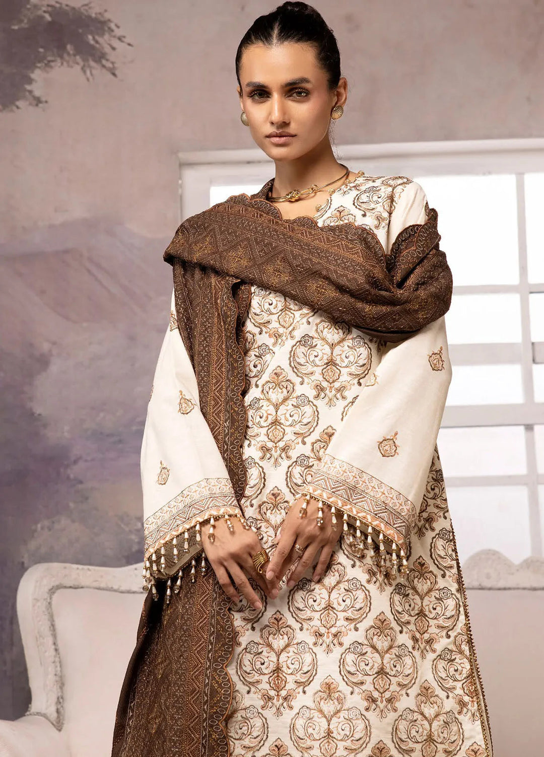 Gul Ahmed Embroidered Khaddar Suits Unstitched 3 Piece GA24WU CV-42011 - Winter Collection