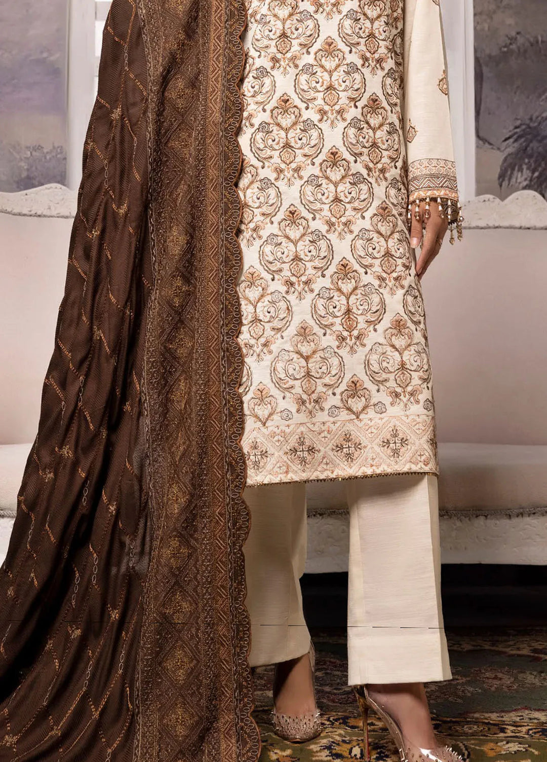 Gul Ahmed Embroidered Khaddar Suits Unstitched 3 Piece GA24WU CV-42011 - Winter Collection
