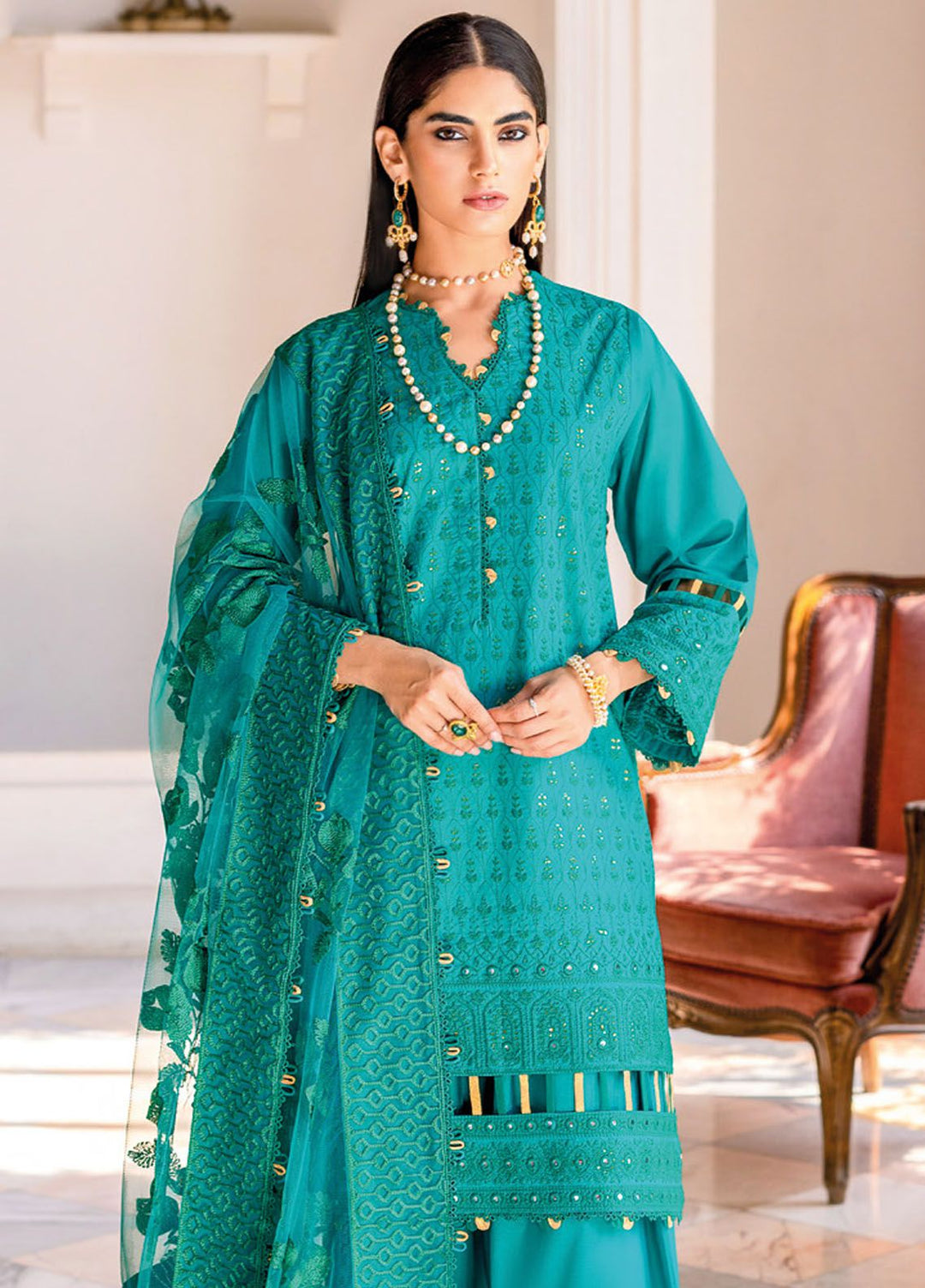 Gul Ahmed Embroidered Lawn Suits Unstitched 3 Piece GA24LF FE-42038 - Festive Collection