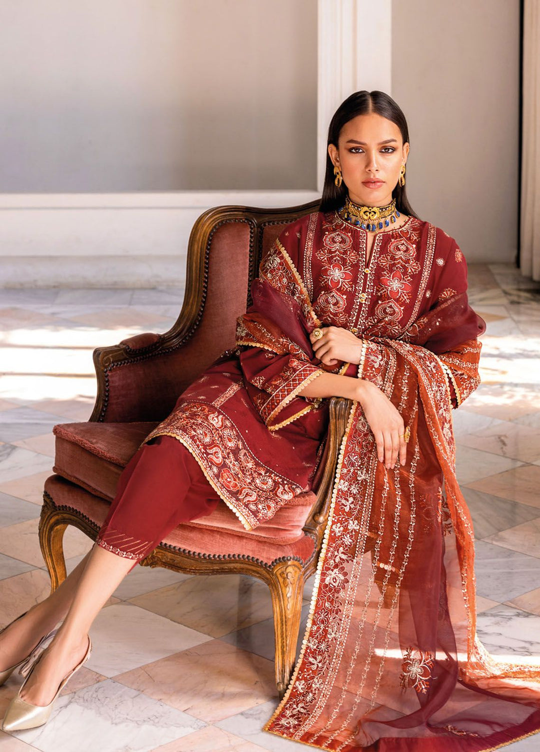 Gul Ahmed Embroidered Lawn Suits Unstitched 3 Piece GA24LF FE-42054 - Festive Collection