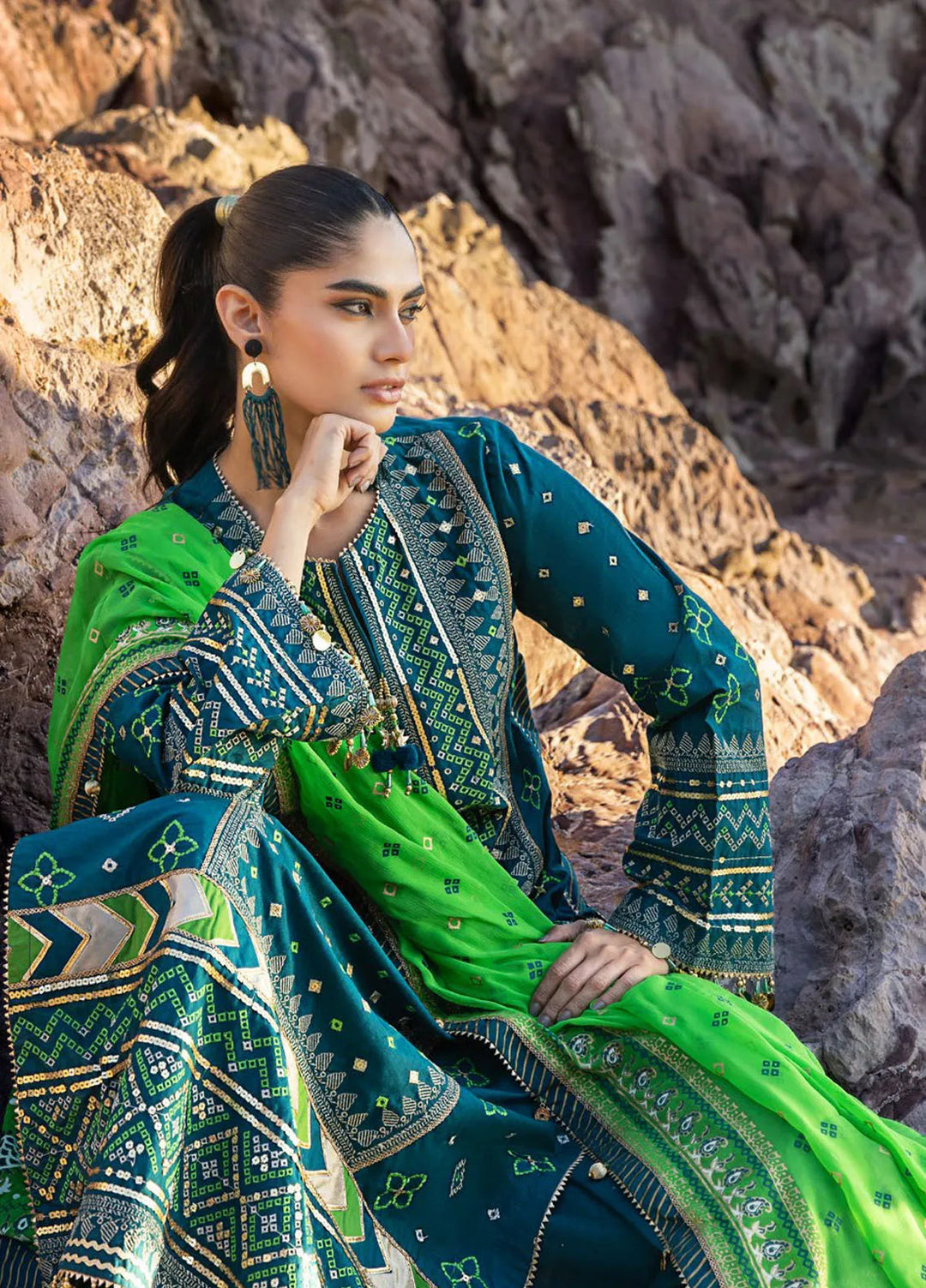 Gul Ahmed Embroidered Lawn Suits Unstitched 3 Piece GA25CH BM-52025 - Summer Collection