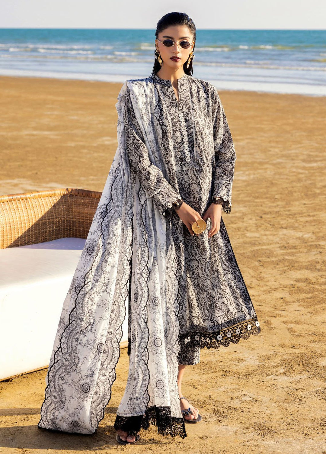 Gul Ahmed Embroidered Lawn Suits Unstitched 3 Piece GA25NB B-52019 - Summer Collection