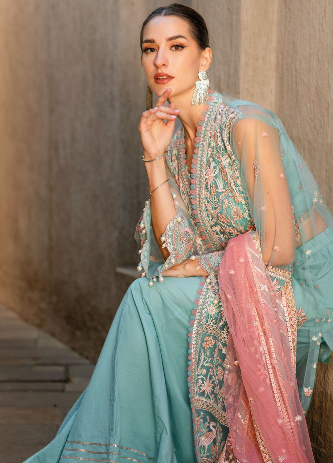 Gul Ahmed Embroidered Net Suits Unstitched 3 Piece GA24LF FE-42010 - Festive Collection
