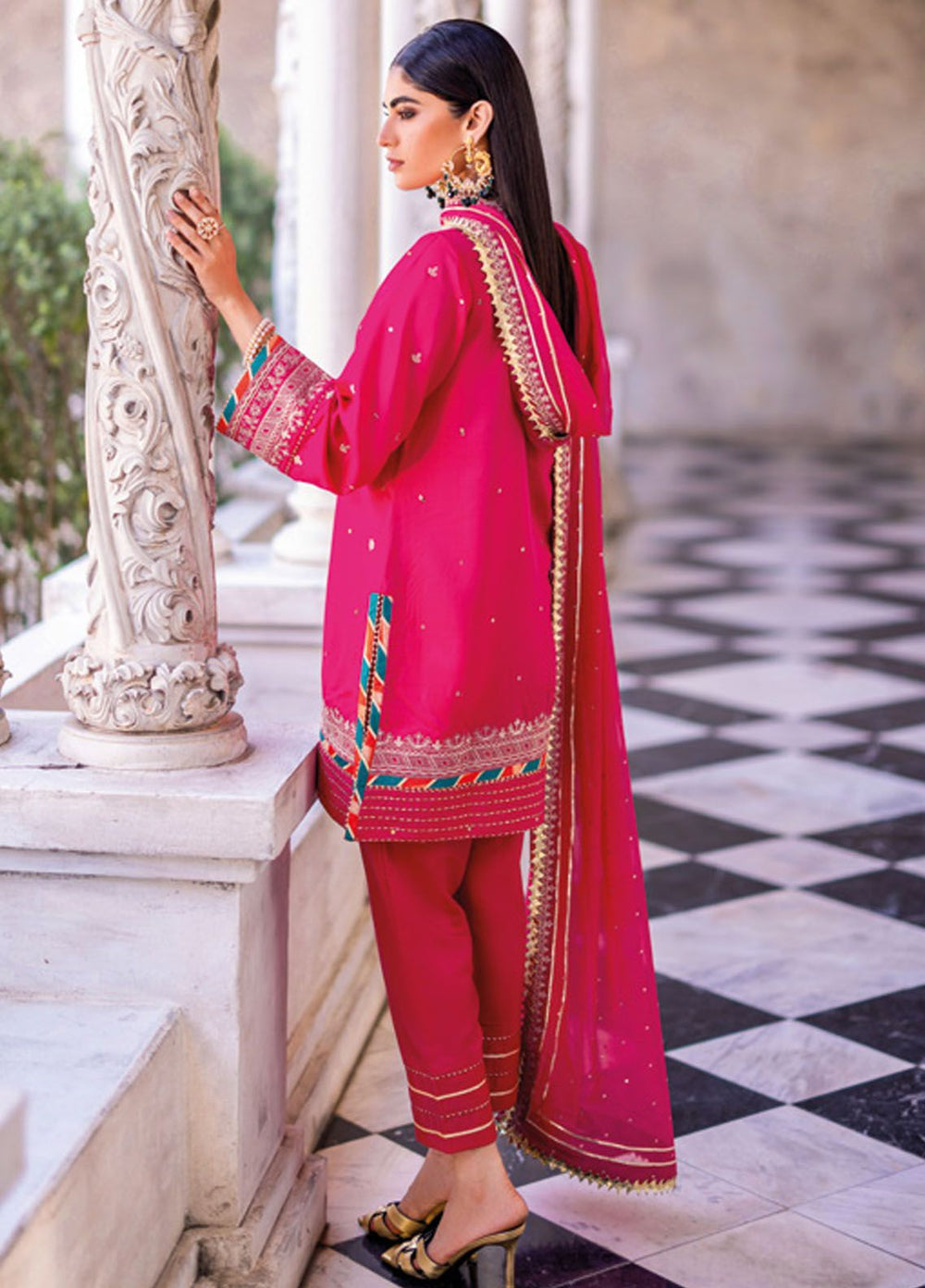 Gul Ahmed Embroidered Raw Silk Suits Unstitched 3 Piece GA24LF FE-42012 - Festive Collection