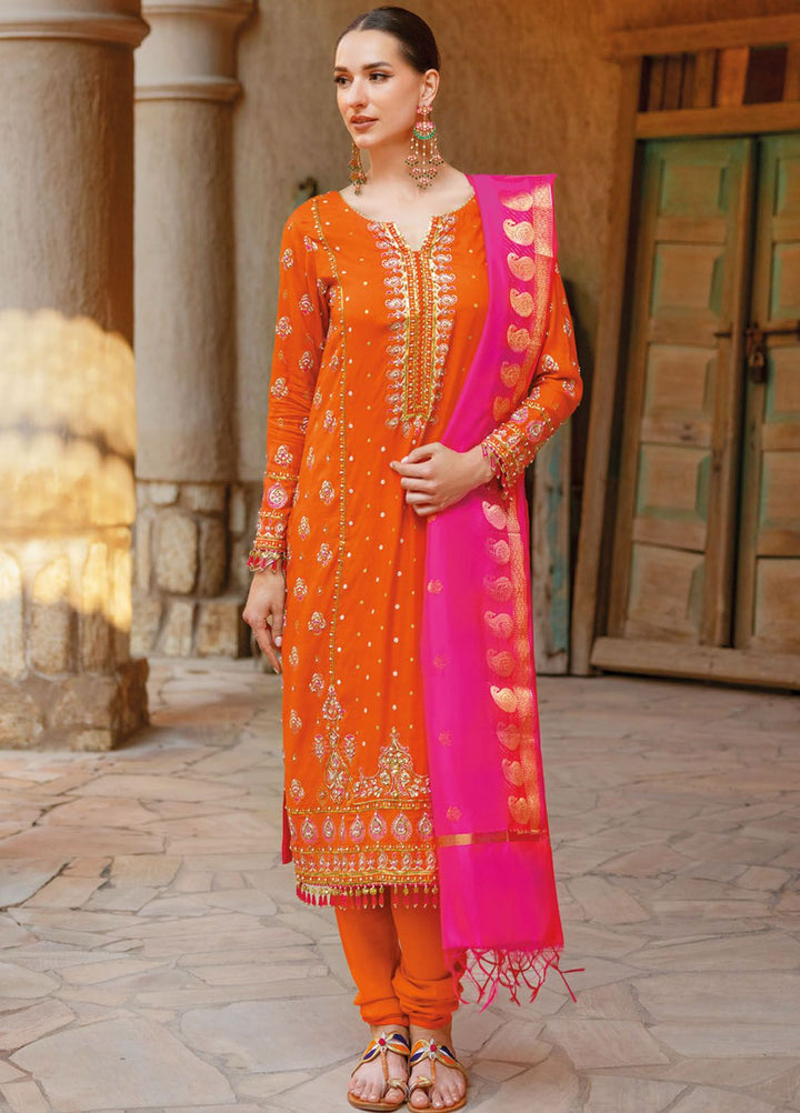 Gul Ahmed Embroidered Raw Silk Suits Unstitched 3 Piece GA24LF FE-42078 - Festive Collection