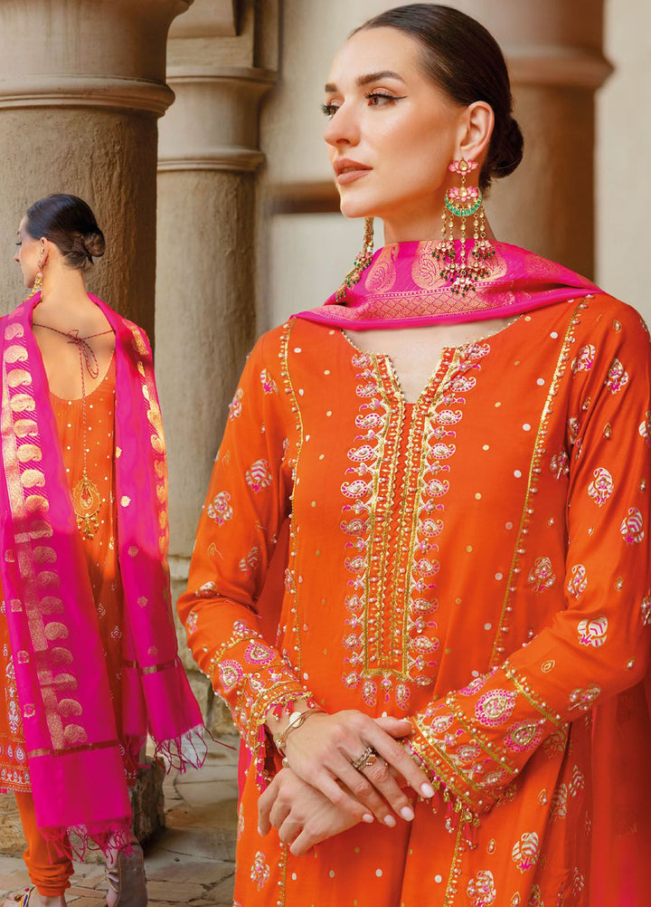 Gul Ahmed Embroidered Raw Silk Suits Unstitched 3 Piece GA24LF FE-42078 - Festive Collection