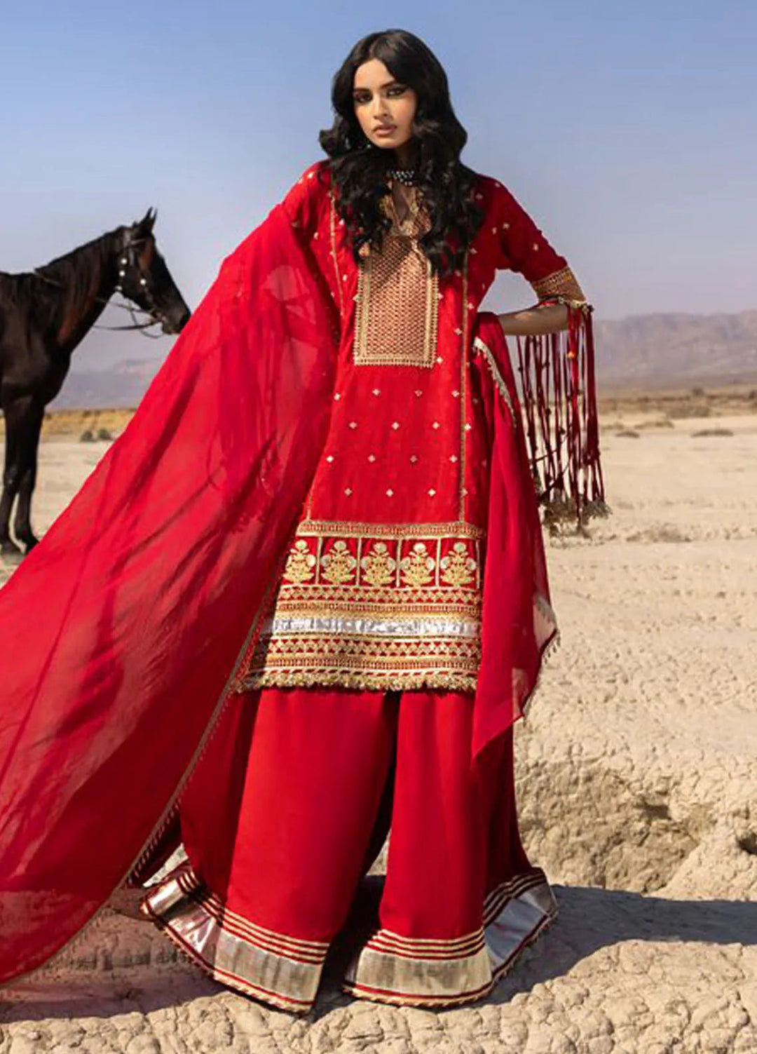 Gul Ahmed Embroidered Raw Silk Suits Unstitched 3 Piece GA25CH BM-52019 - Summer Collection