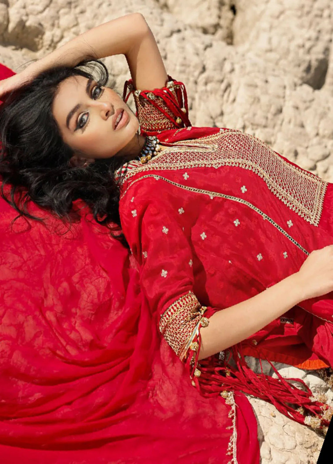 Gul Ahmed Embroidered Raw Silk Suits Unstitched 3 Piece GA25CH BM-52019 - Summer Collection