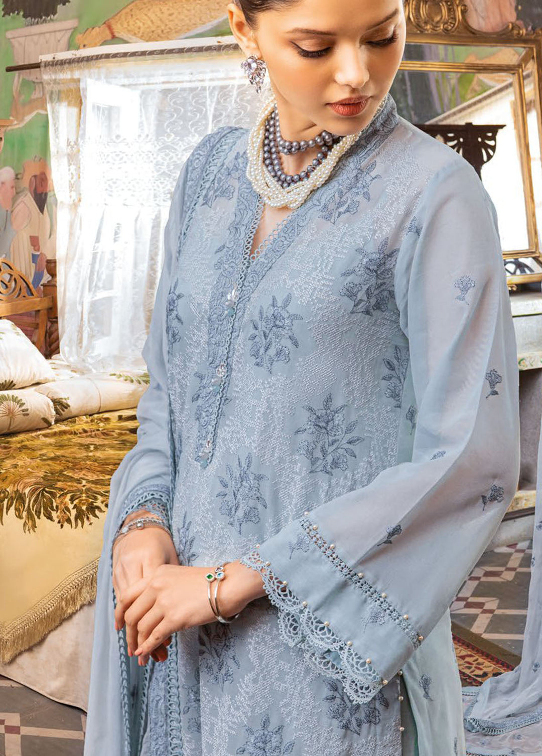 Gul Ahmed Embroidered Swiss Voile Suits Unstitched 3 Piece GA24PS LSV 42007 - Summer Collection