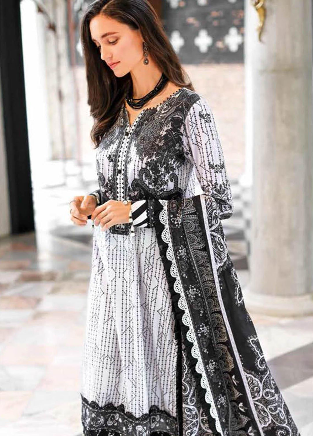 Essential Lawn By Gul Ahmed Printed Lawn Suits Unstitched 3 Piece GA23E B-32010 - Summer Collection