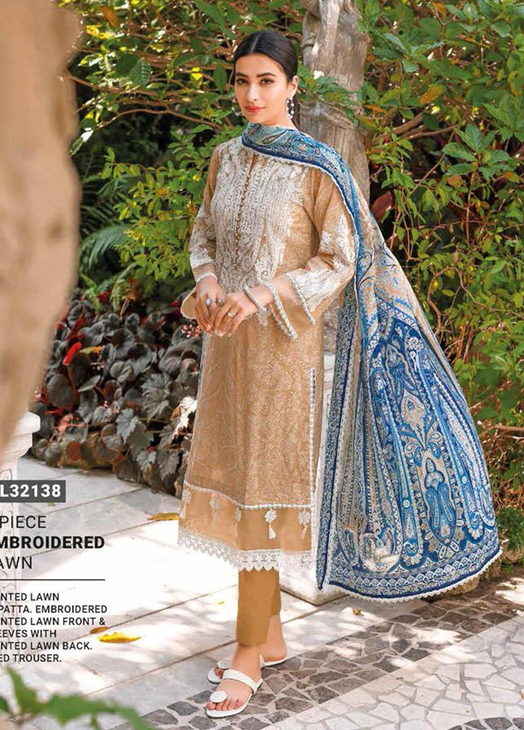 Essential Lawn By Gul Ahmed Embroidered Lawn Suits Unstitched 3 Piece GA23E CL-32138 - Summer Collection