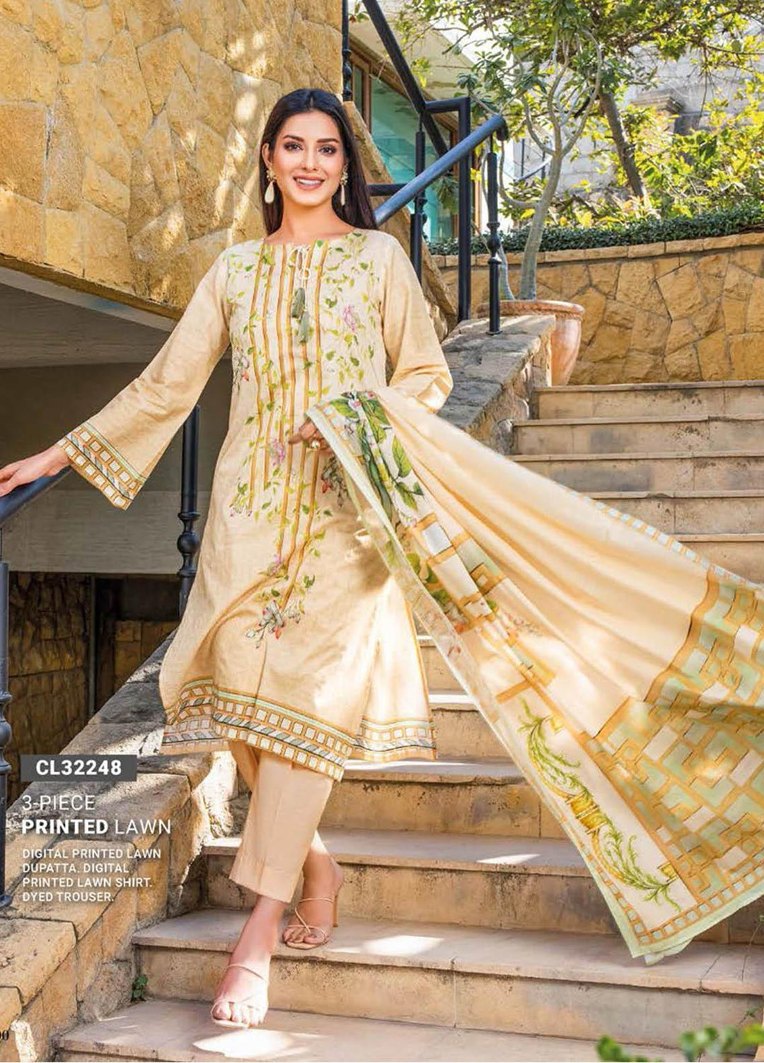 Essential Lawn By Gul Ahmed Printed Lawn Suits Unstitched 3 Piece GA23E CL-32248 - Summer Collection