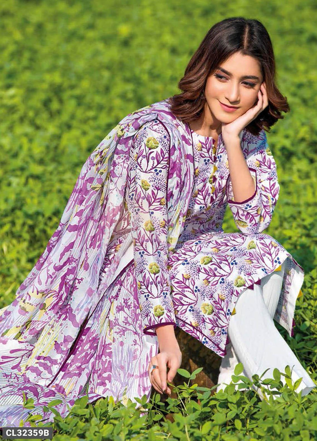 Essential Lawn By Gul Ahmed Printed Lawn Suits Unstitched 3 Piece GA23E CL-32359B - Summer Collection