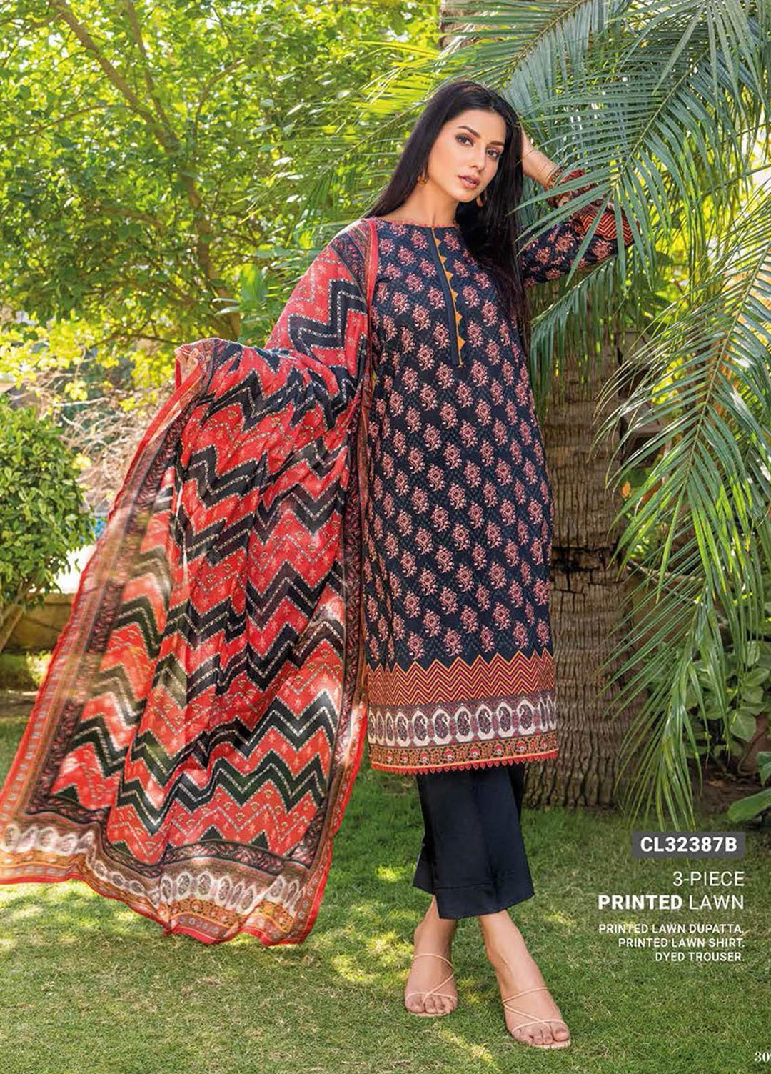 Essential Lawn By Gul Ahmed Printed Lawn Suits Unstitched 3 Piece GA23E CL-32387B - Summer Collection