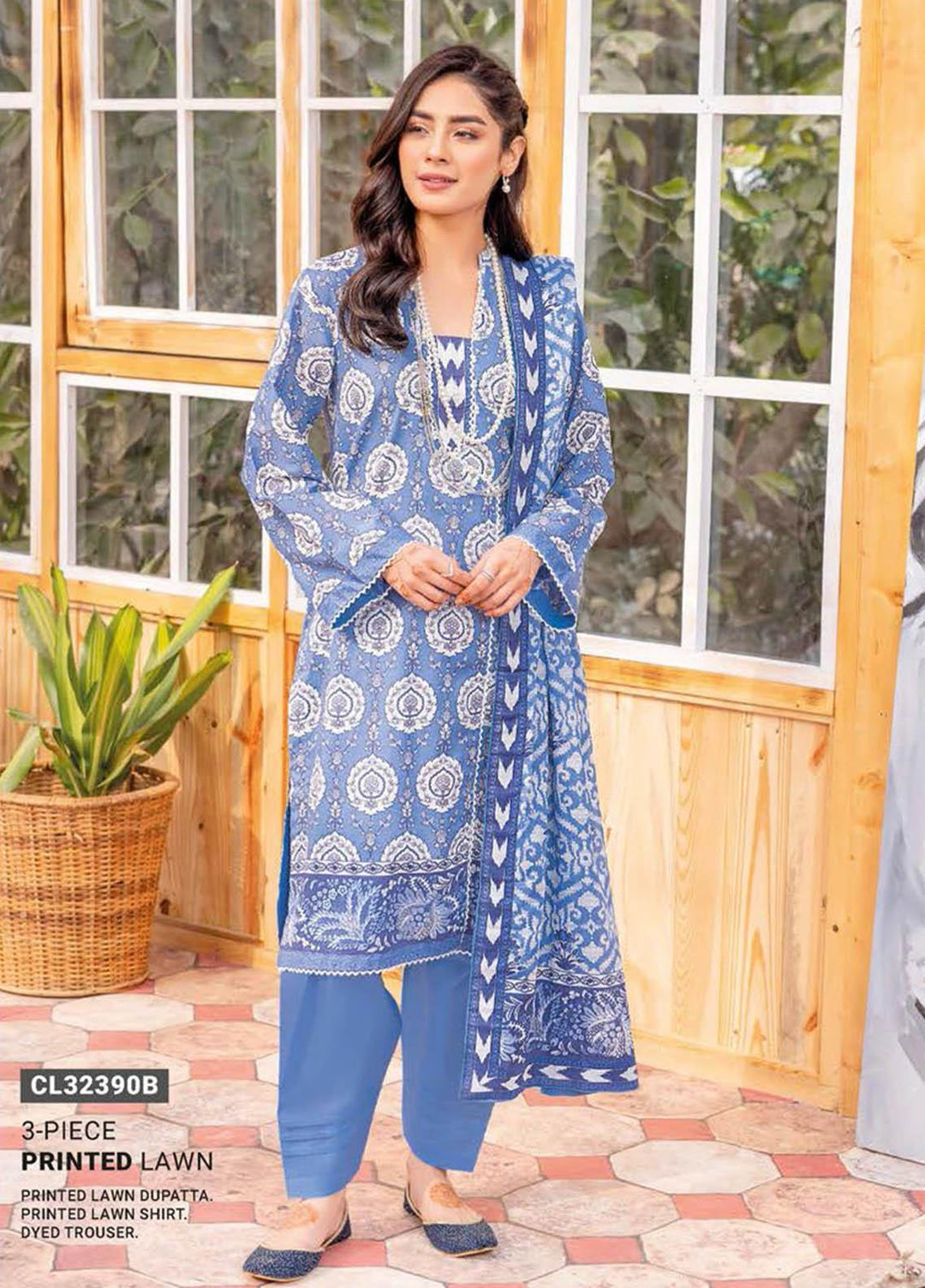 Essential Lawn By Gul Ahmed Printed Lawn Suits Unstitched 3 Piece GA23E CL-32390B - Summer Collection