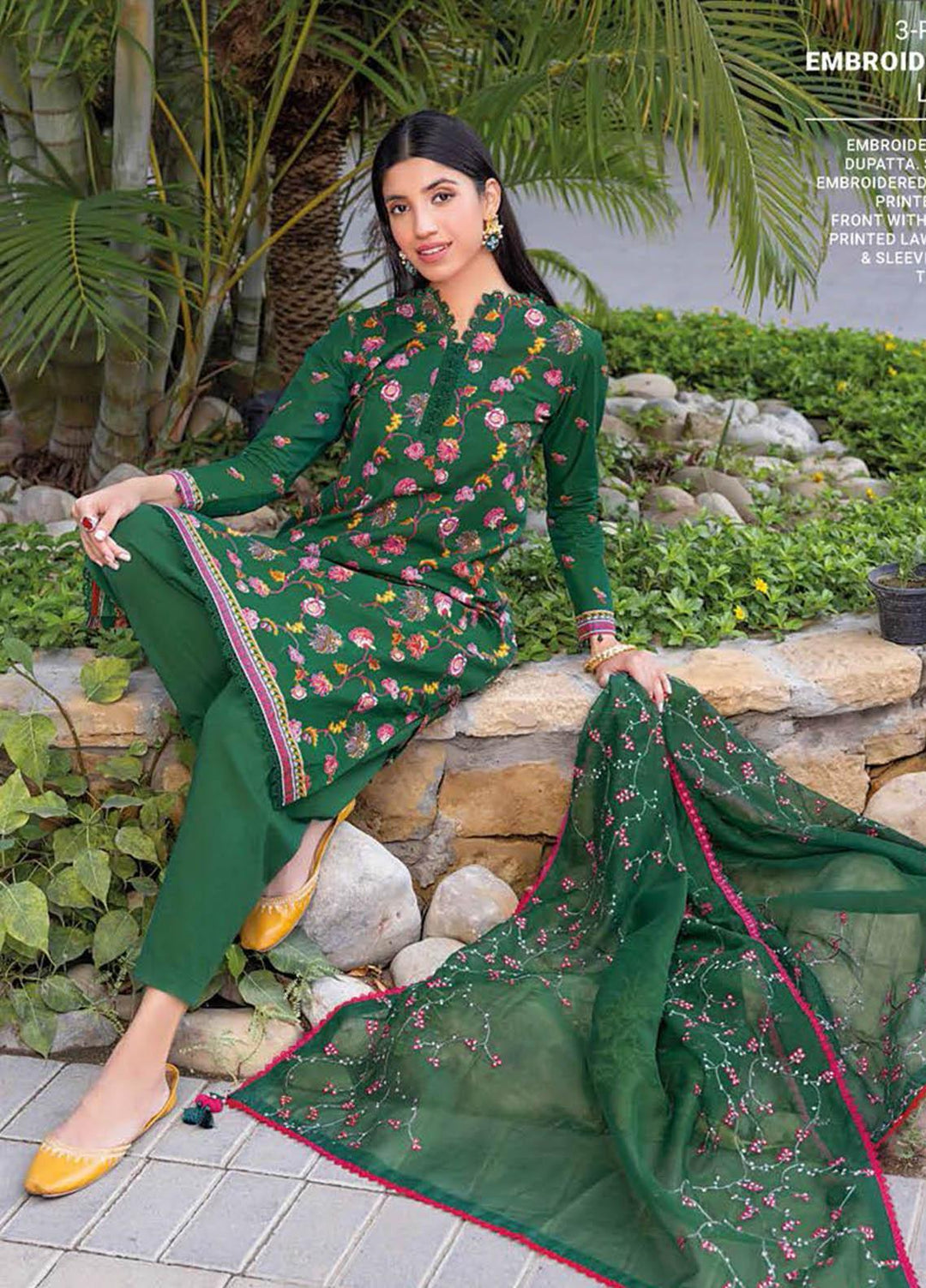Essential Lawn By Gul Ahmed Embroidered Lawn Suits Unstitched 3 Piece GA23E CN-32005 - Summer Collection