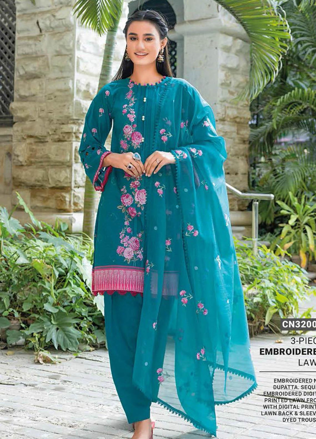 Essential Lawn By Gul Ahmed Embroidered Lawn Suits Unstitched 3 Piece GA23E CN-32006 - Summer Collection