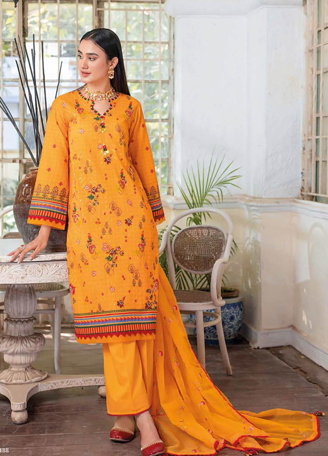 Essential Lawn By Gul Ahmed Embroidered Lawn Suits Unstitched 3 Piece GA23E CN-32012 - Summer Collection