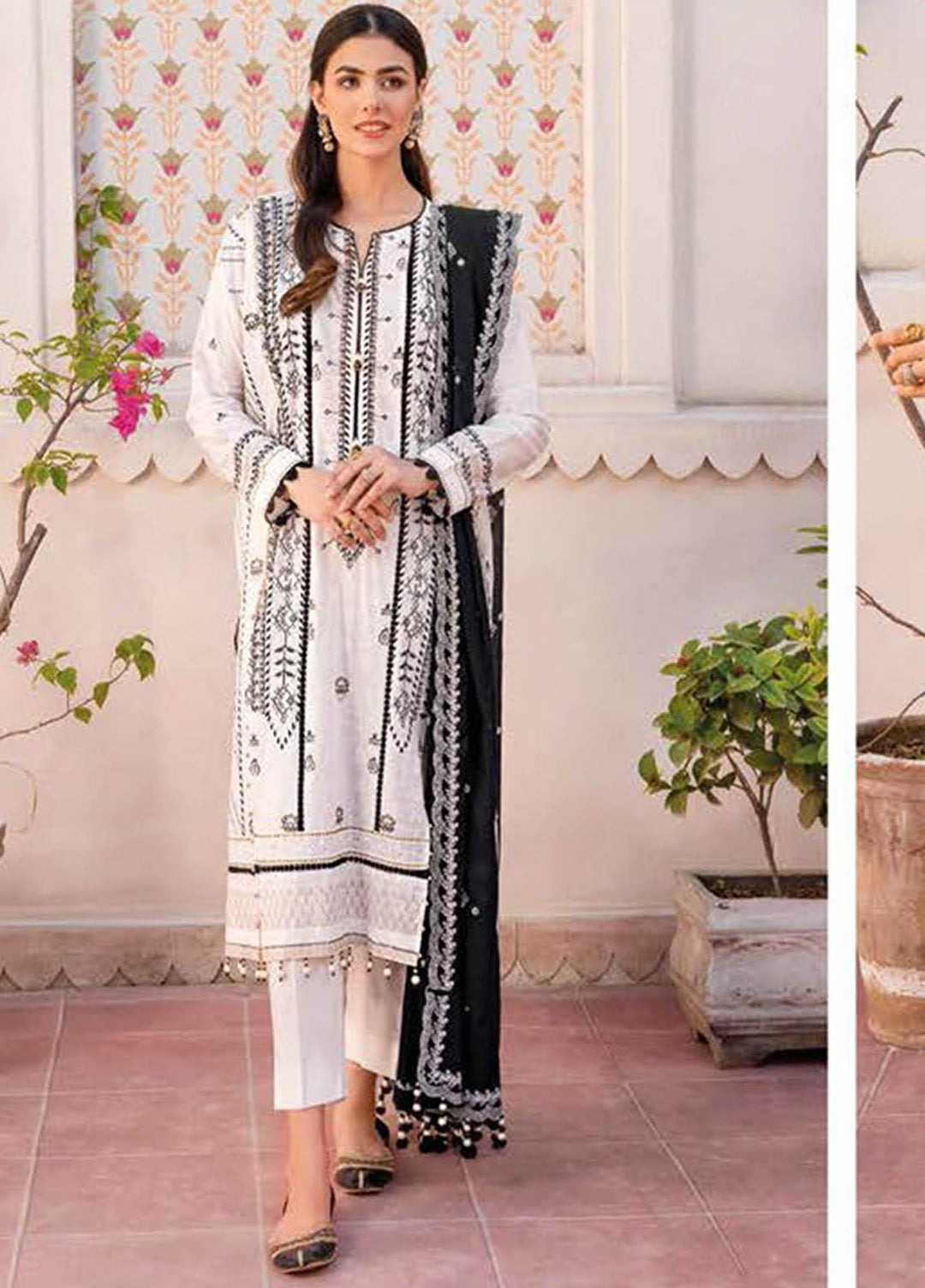 Essential Lawn By Gul Ahmed Embroidered Lawn Suits Unstitched 3 Piece GA23E DN-32001 - Summer Collection