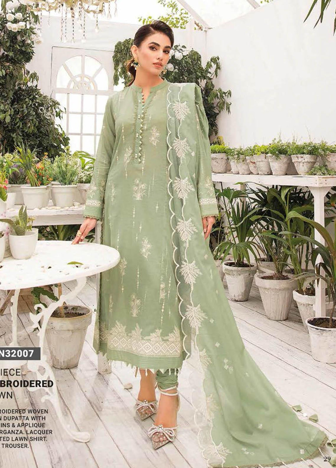 Essential Lawn By Gul Ahmed Embroidered Lawn Suits Unstitched 3 Piece GA23E DN-32007 - Summer Collection