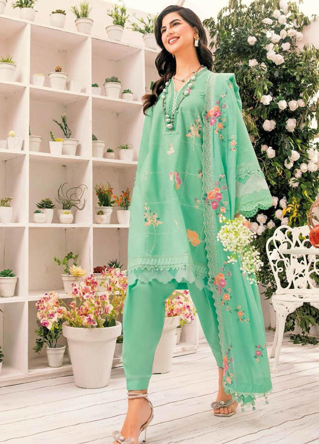Essential Lawn By Gul Ahmed Embroidered Lawn Suits Unstitched 3 Piece GA23E DN-32009 - Summer Collection