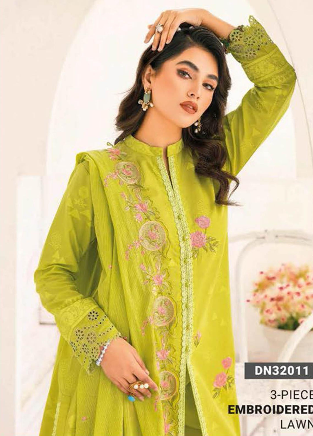 Essential Lawn By Gul Ahmed Embroidered Lawn Suits Unstitched 3 Piece GA23E DN-32011 - Summer Collection