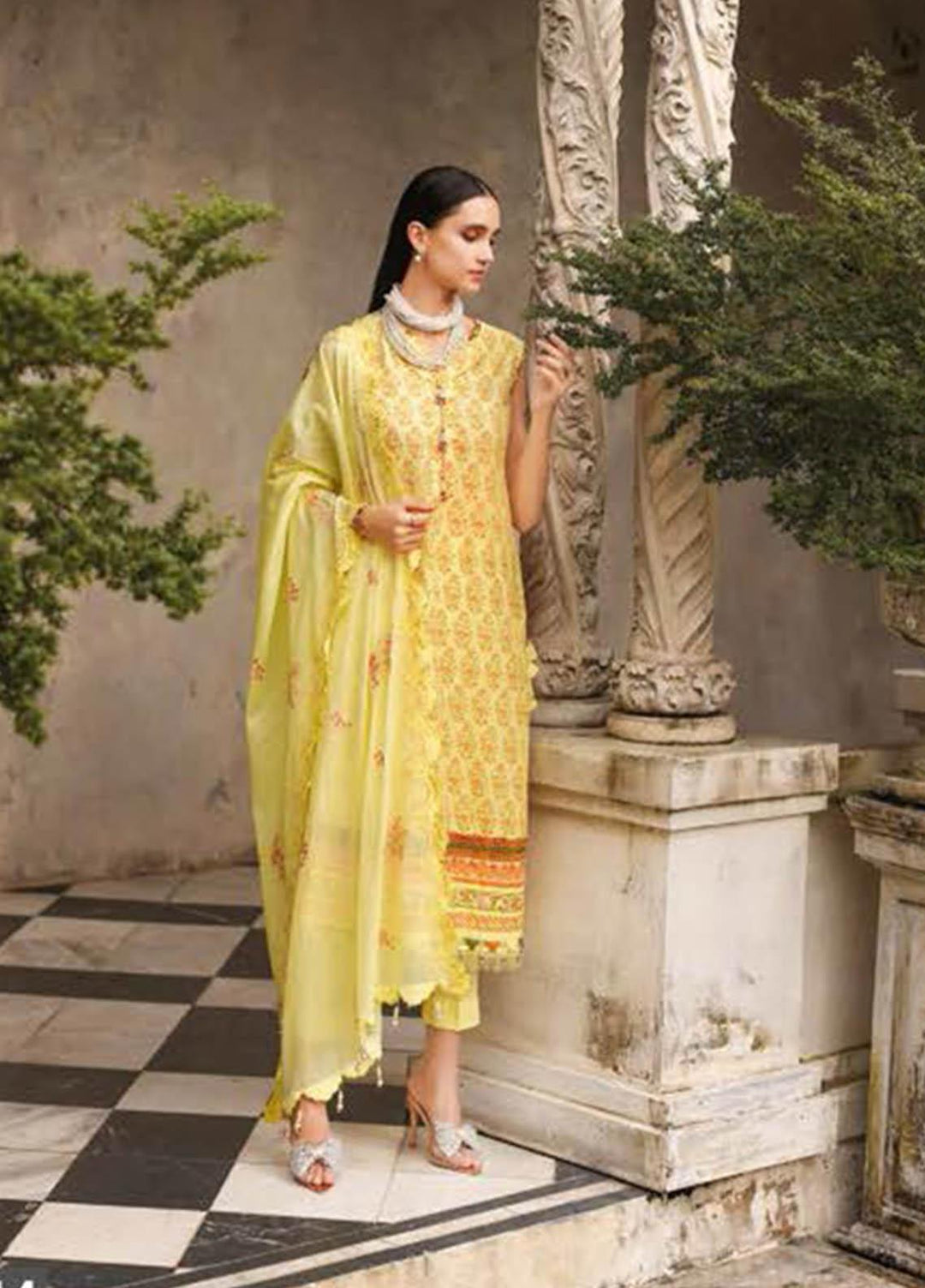 Essential Lawn By Gul Ahmed Embroidered Lawn Suits Unstitched 3 Piece GA23E DN-32014 - Summer Collection