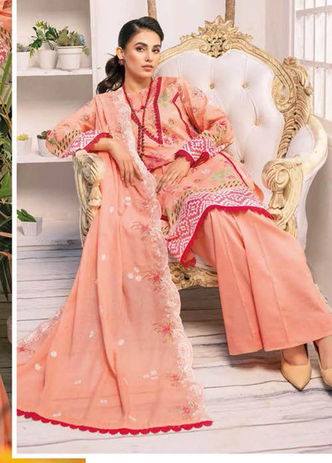 Essential Lawn By Gul Ahmed Embroidered Lawn Suits Unstitched 3 Piece GA23E DN-32015 - Summer Collection