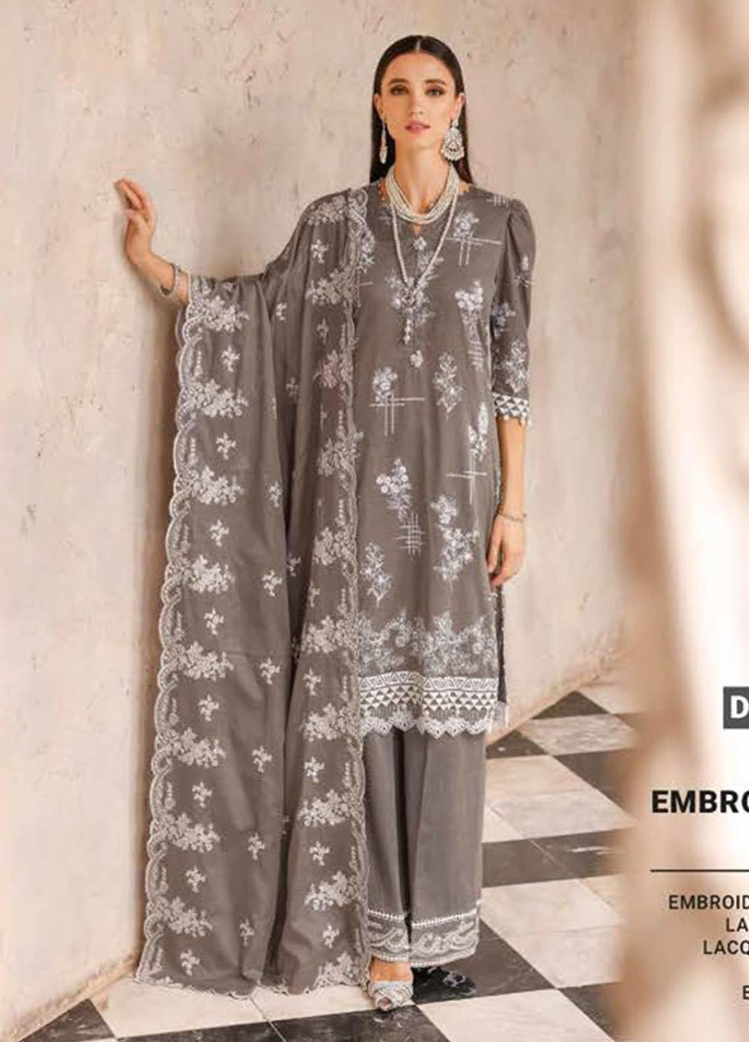 Essential Lawn By Gul Ahmed Embroidered Lawn Suits Unstitched 3 Piece GA23E DN-32016 - Summer Collection