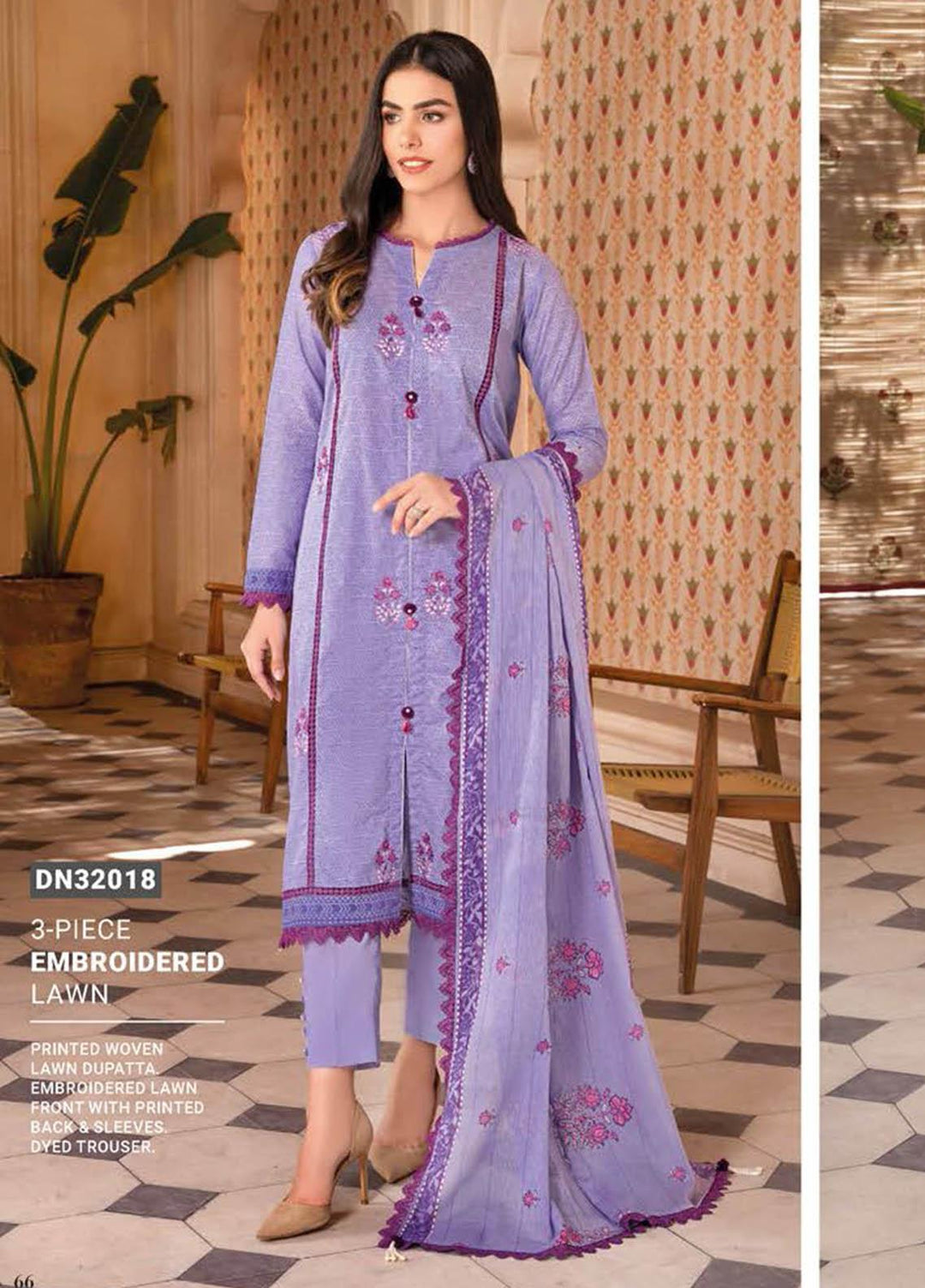 Essential Lawn By Gul Ahmed Embroidered Lawn Suits Unstitched 3 Piece GA23E DN-32018 - Summer Collection