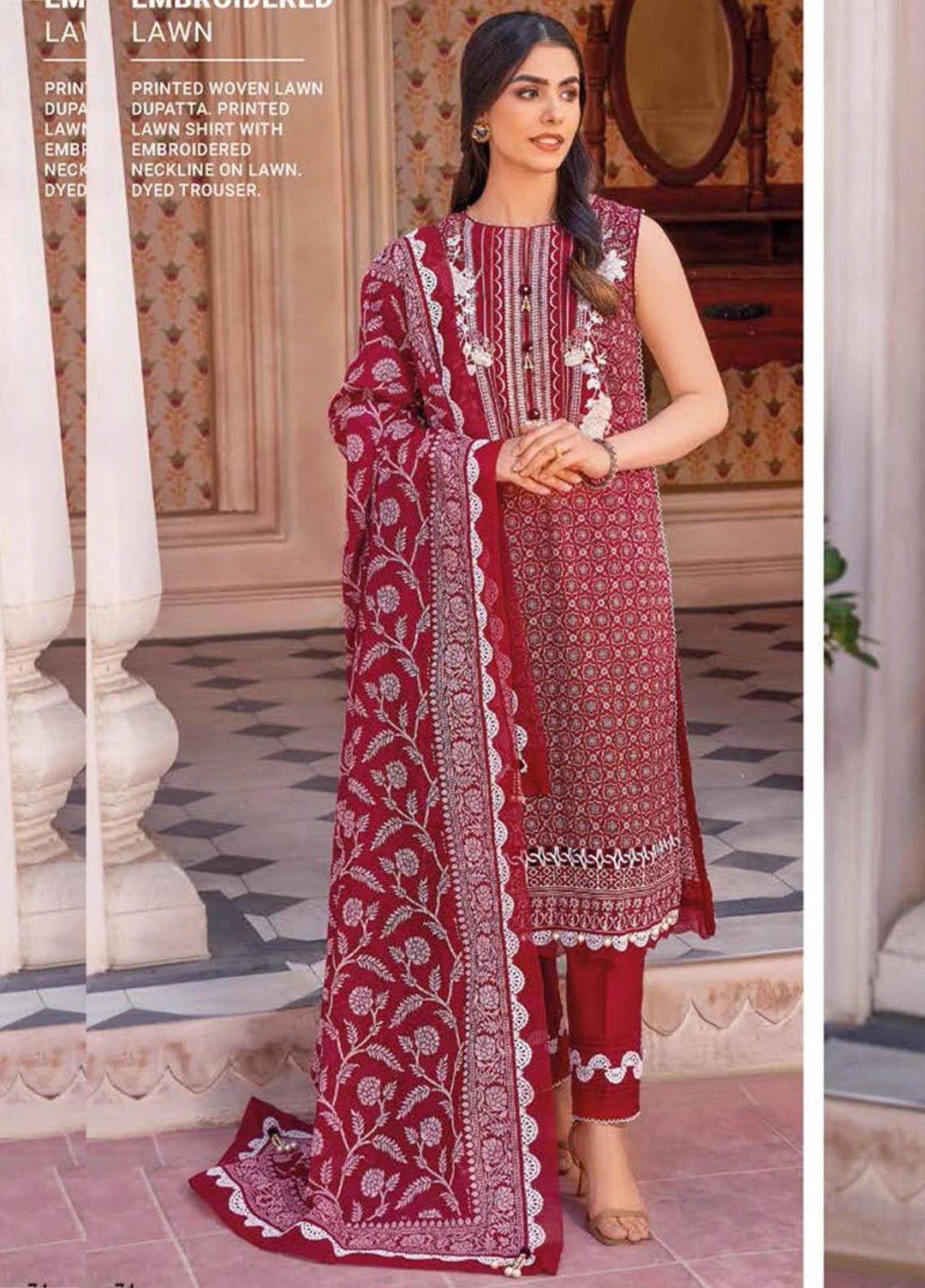 Essential Lawn By Gul Ahmed Embroidered Lawn Suits Unstitched 3 Piece GA23E DN-32021 - Summer Collection