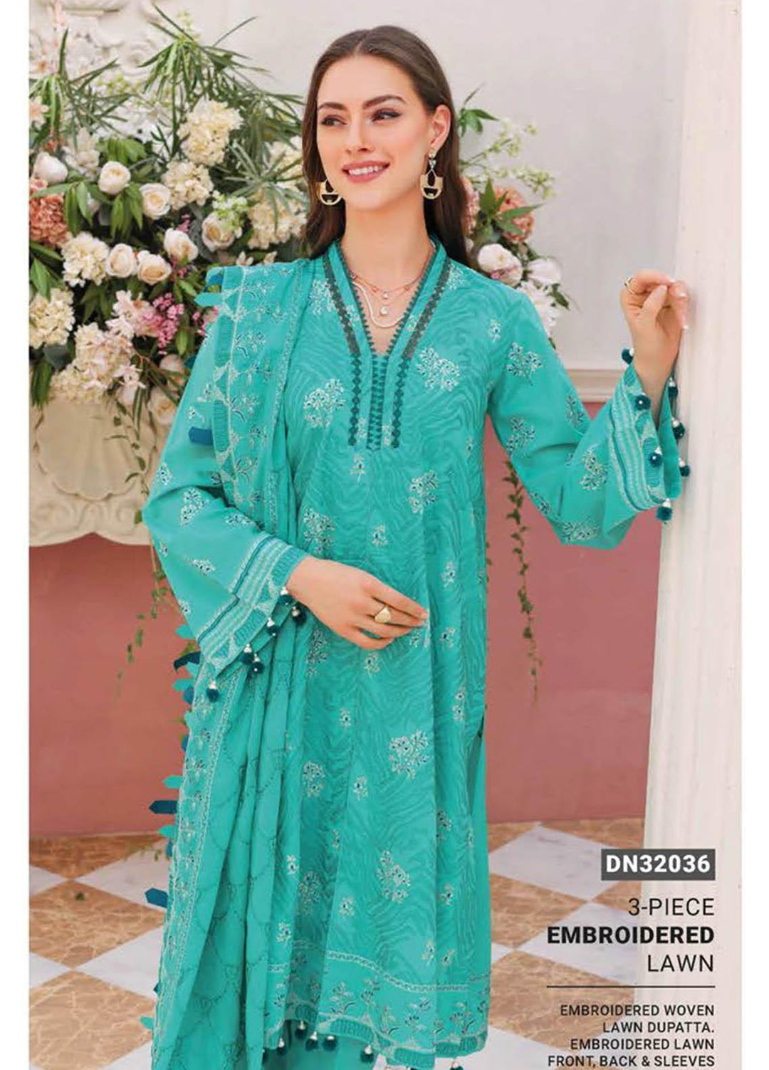 Essential Lawn By Gul Ahmed Embroidered Lawn Suits Unstitched 3 Piece GA23E DN-32036 - Summer Collection