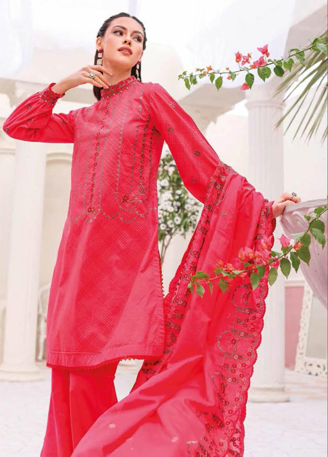 Essential Lawn By Gul Ahmed Embroidered Lawn Suits Unstitched 3 Piece GA23E DN-32049 - Summer Collection