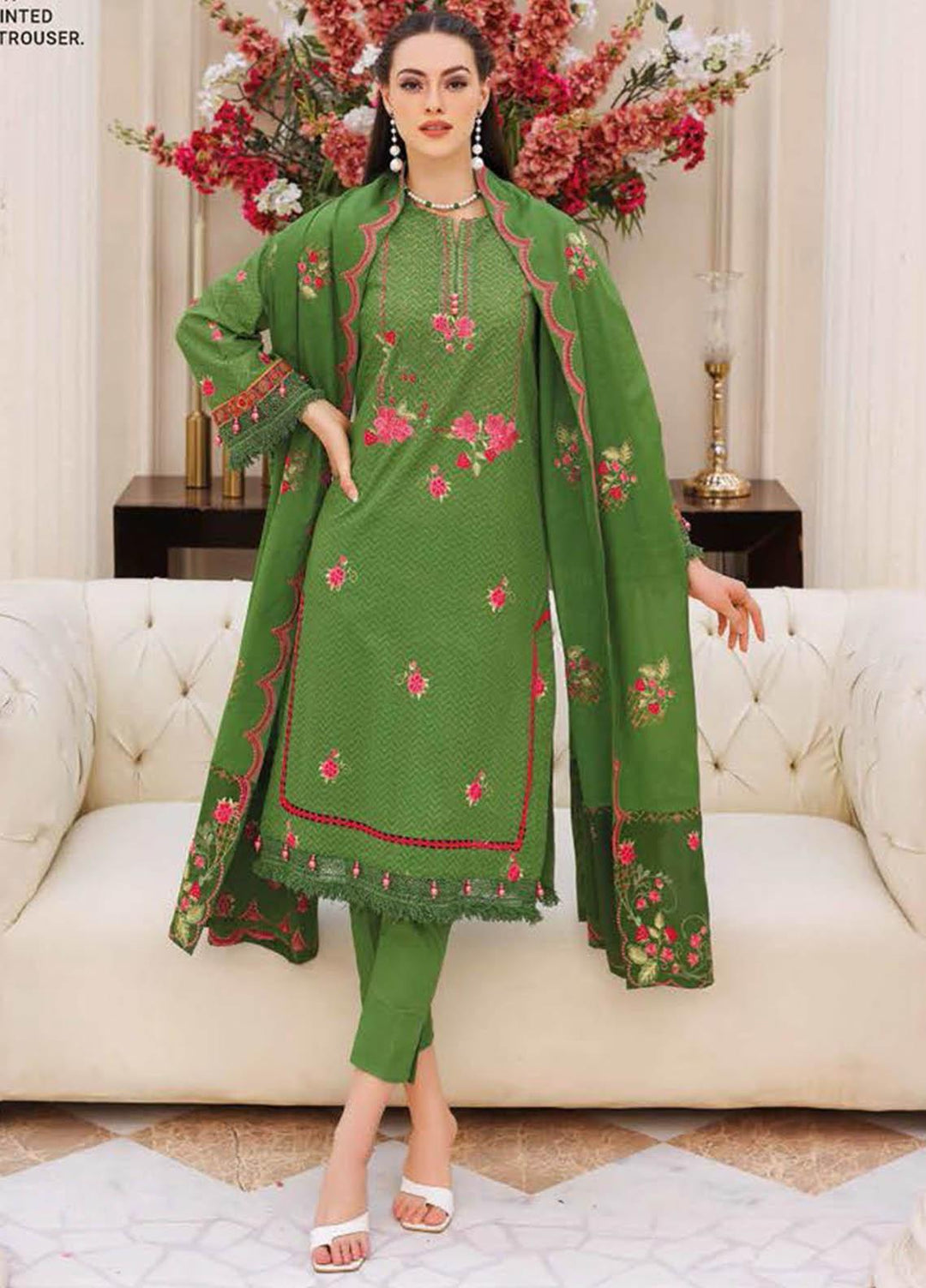 Essential Lawn By Gul Ahmed Embroidered Lawn Suits Unstitched 3 Piece GA23E DN-32050 - Summer Collection