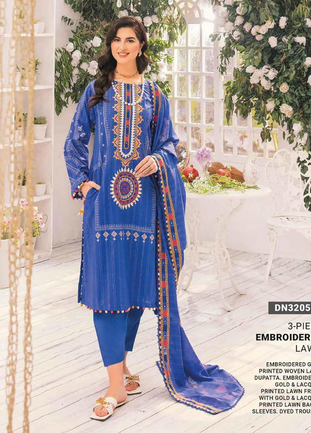 Essential Lawn By Gul Ahmed Embroidered Lawn Suits Unstitched 3 Piece GA23E DN-32052 - Summer Collection