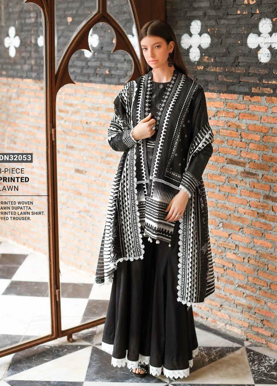 Essential Lawn By Gul Ahmed Printed Lawn Suits Unstitched 3 Piece GA23E DN-32053 - Summer Collection