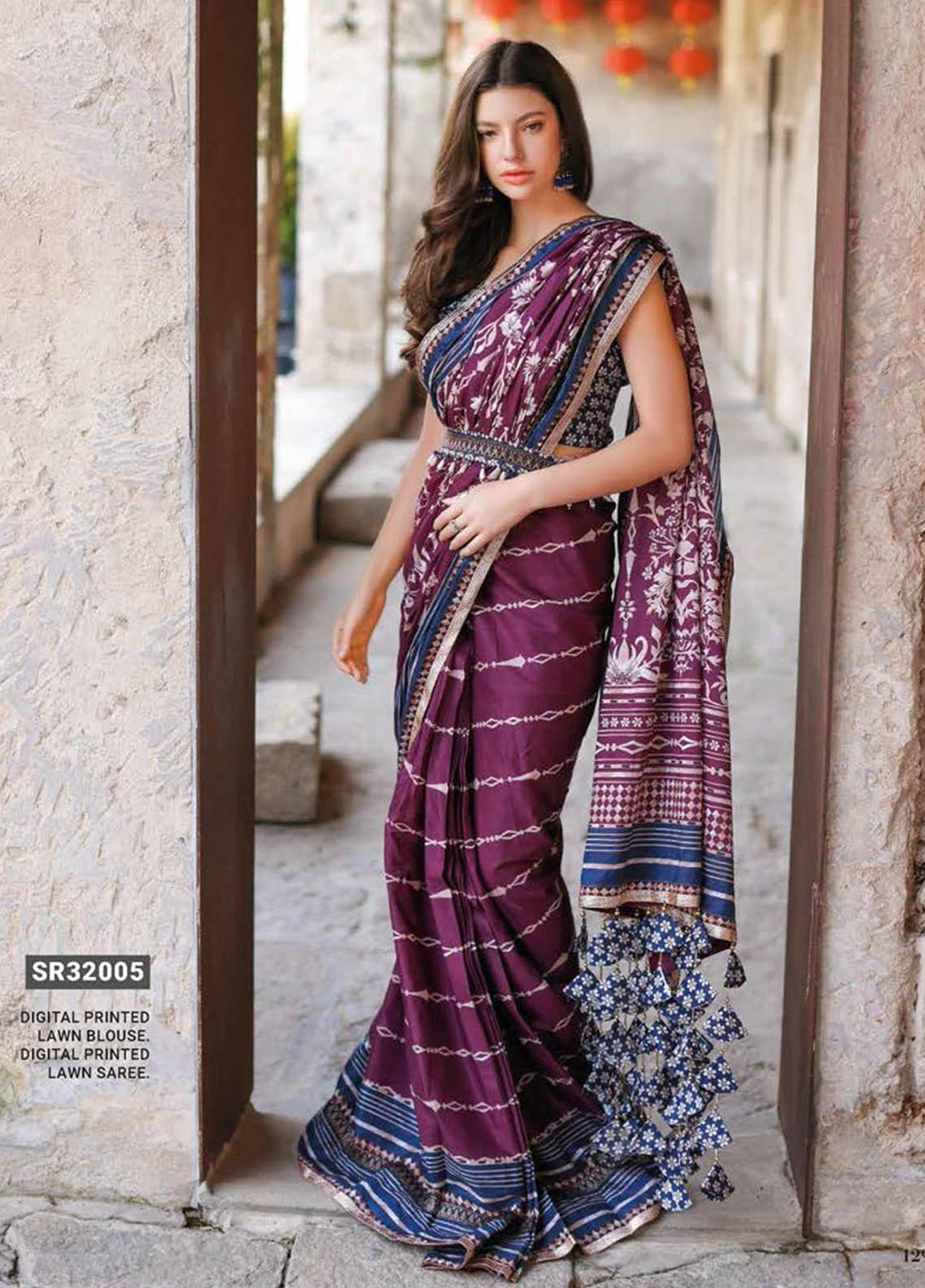 Essential Lawn By Gul Ahmed Printed Lawn  Unstitched Saree GA23E SR-32005 - Summer Collection